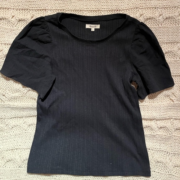 Madewelll Flutter-Sleeve Weavemix‎ Ribbed Top - Picture 3 of 6